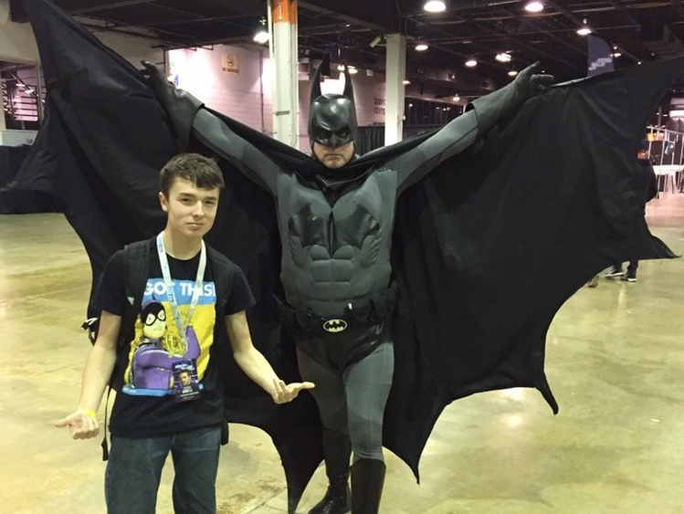 Logan pictured with Batman at conference